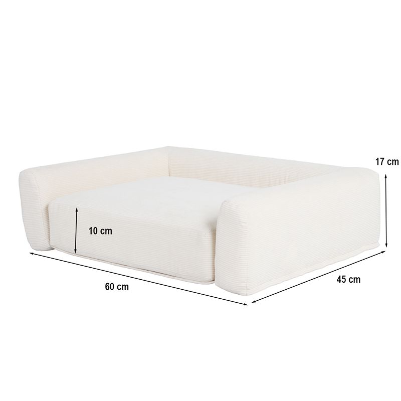 Panier pour chien leonard en tissu velours côtelé beige taille s