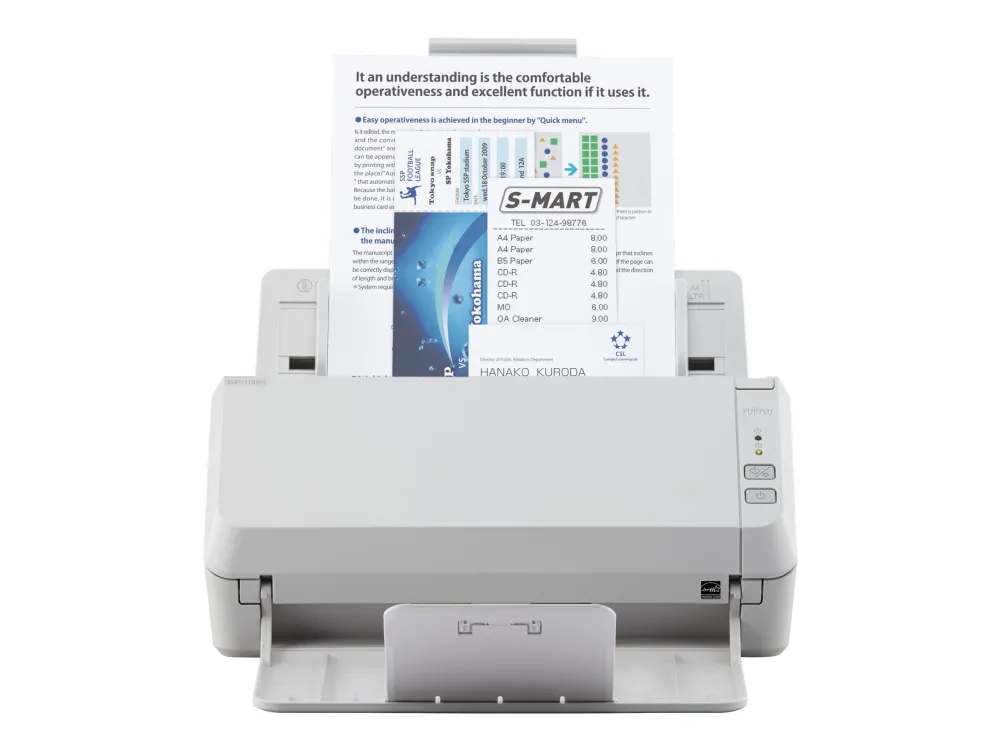 Ricoh SP-1130N - Dokumentscanner - Dual CIS - Duplex - 216 x 355.6 mm - 600 dpi x 600 dpi - op til 30 ppm (mono) / op til 30 ppm (farve) - ADF (50 ark) - op til 4500 scanninger pr. dag - Gigabit LAN, USB 3.2 Gen 1x1