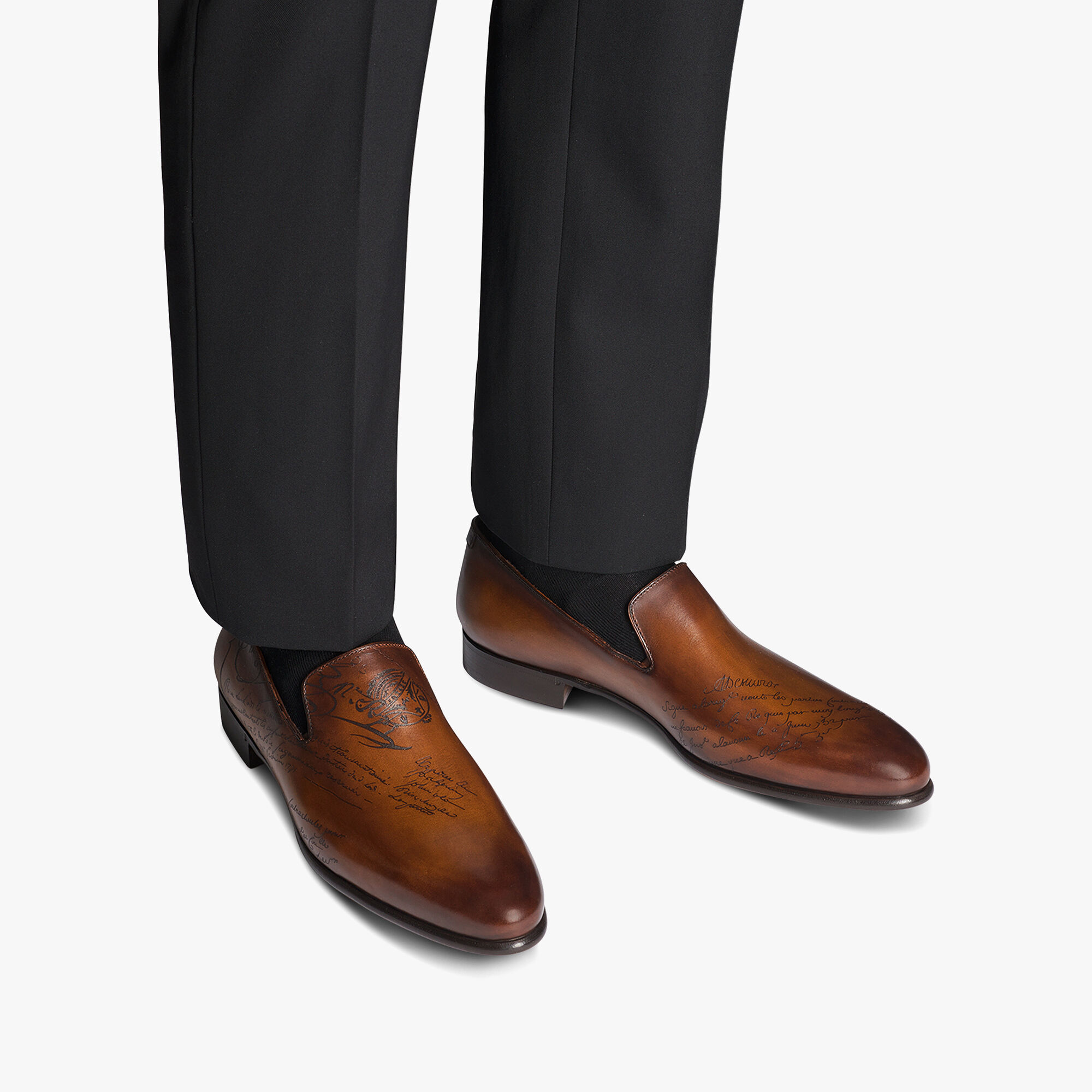 Mocassin Cursive Galet En Cuir Scritto