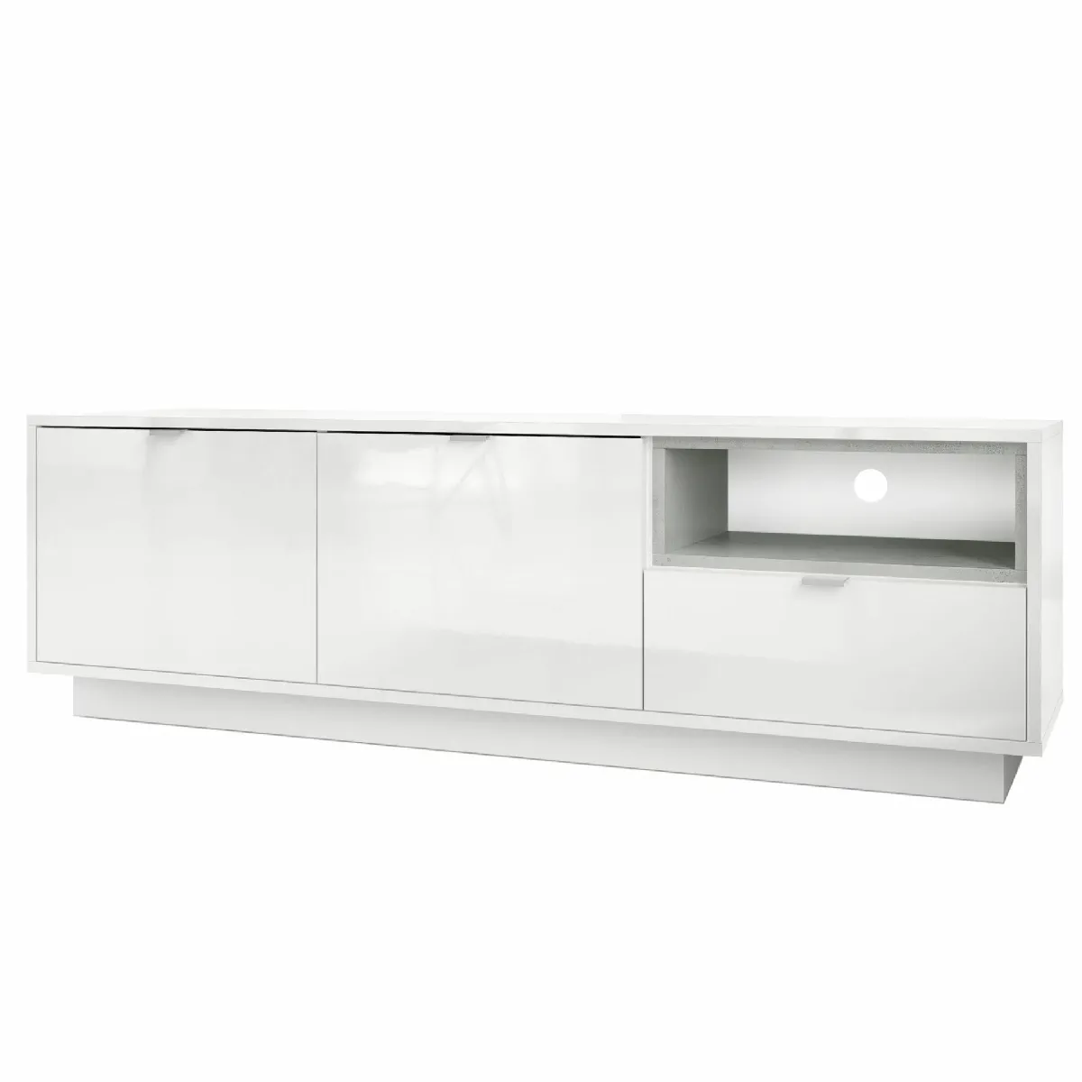 MPC Meuble TV Blanc Béton LED