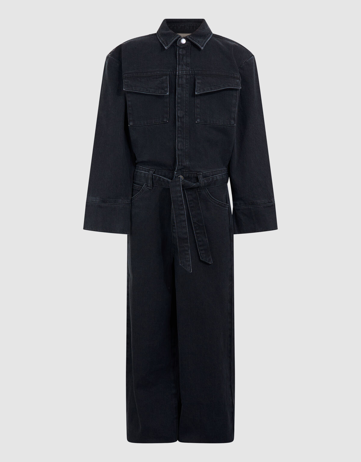 Relaxed Fit Denim Jumpsuit Zwart