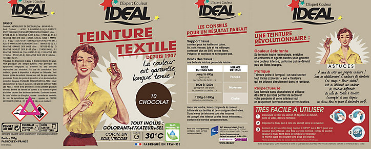 Teinture textile vintage chocolat Idéal 350g