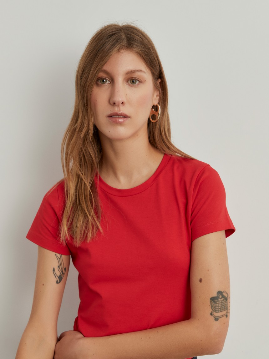 T-shirt básica de algodão