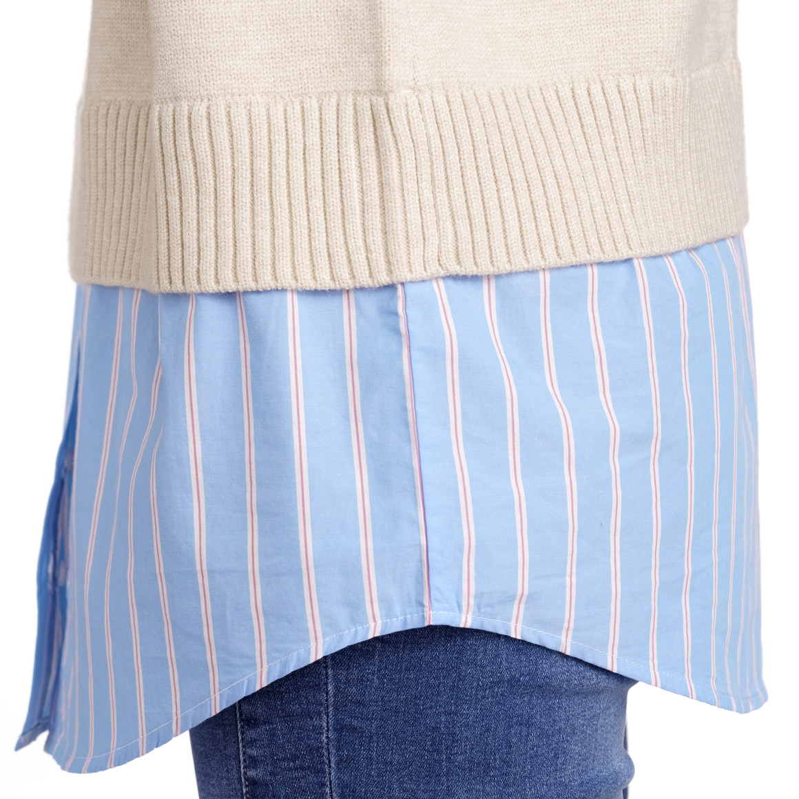 Gina Benotti Damen Strickpullover im Lagen-Look creme