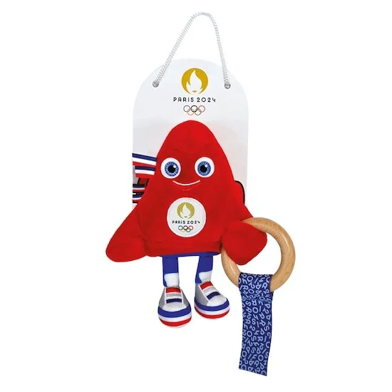 Mascotte Officielle JO 2024 Hochet avec anneau en bois   Rouge        de               Doudou et Compagnie