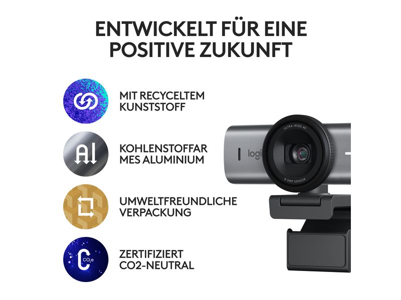 Logitech Webcam MX Brio 705 for Business 4K-Business-Webcam mit KI-gesteuerten Funktionen und erstklassiger Bildqualität