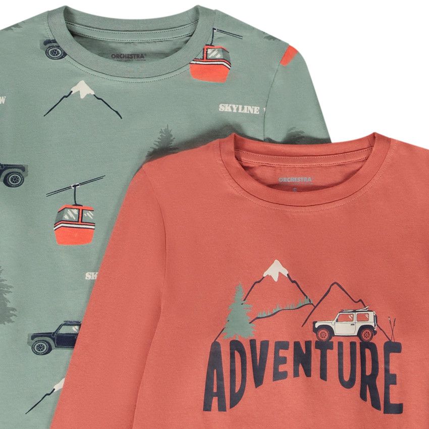 Lot de 4 t-shirts manches longues motifs fantaisie pour garçon - Ecru