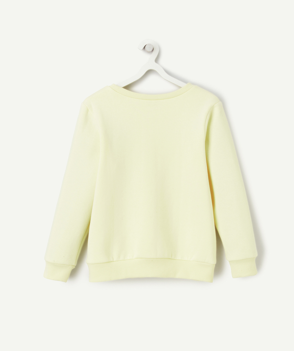 SWEAT FILLE EN FIBRES RECYCLÉES JAUNE AVEC MESSAGE BRODÉ