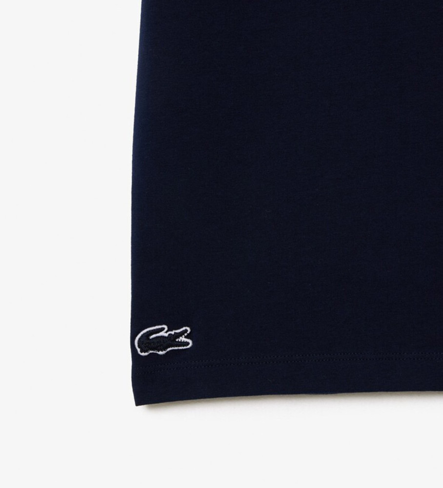 Camiseta de pijama Lacoste azul marinho com gola contrastante