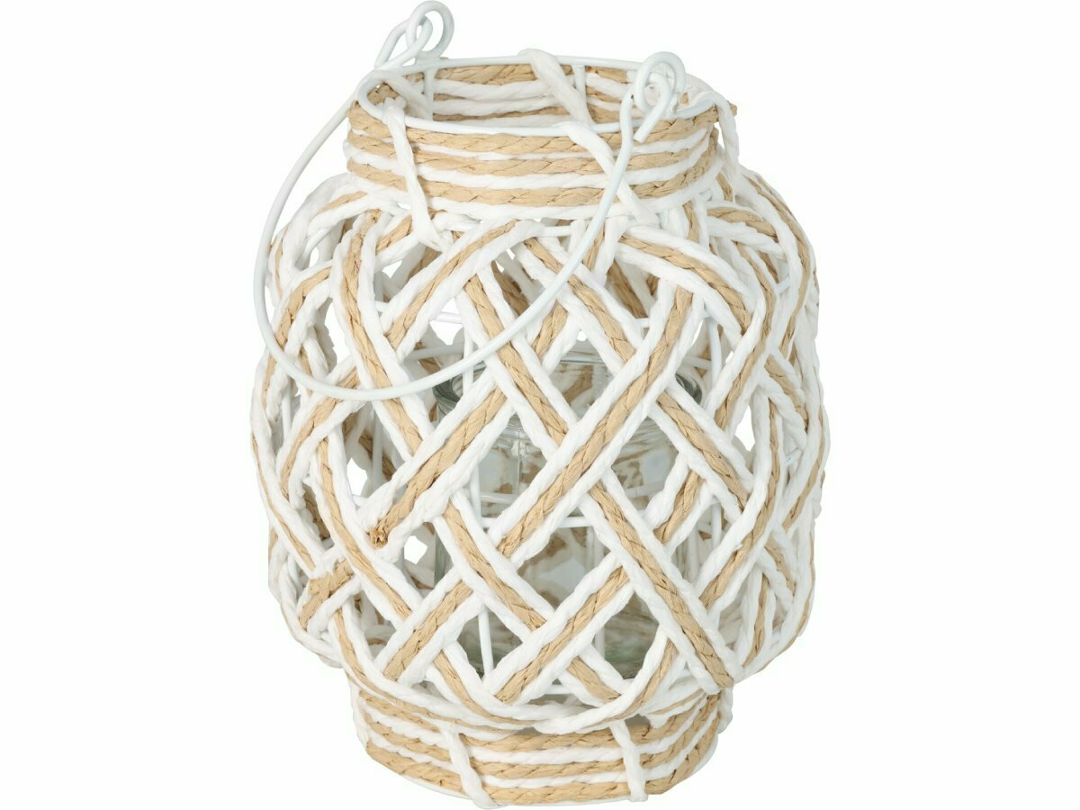 H & S Decoration Ø 16 x 20 cm lantaarn - White Natural