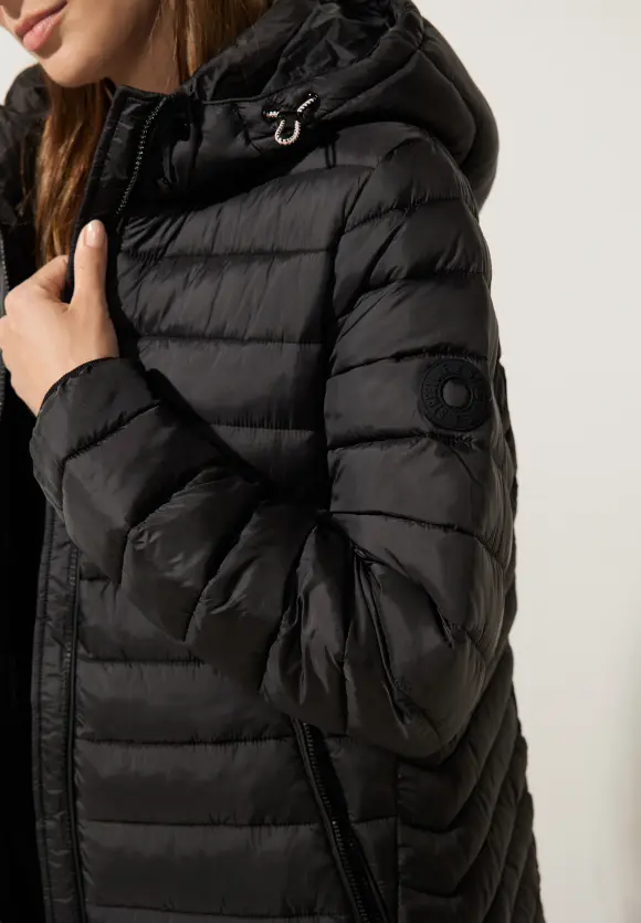 Lange Stepp Winterjacke - Black