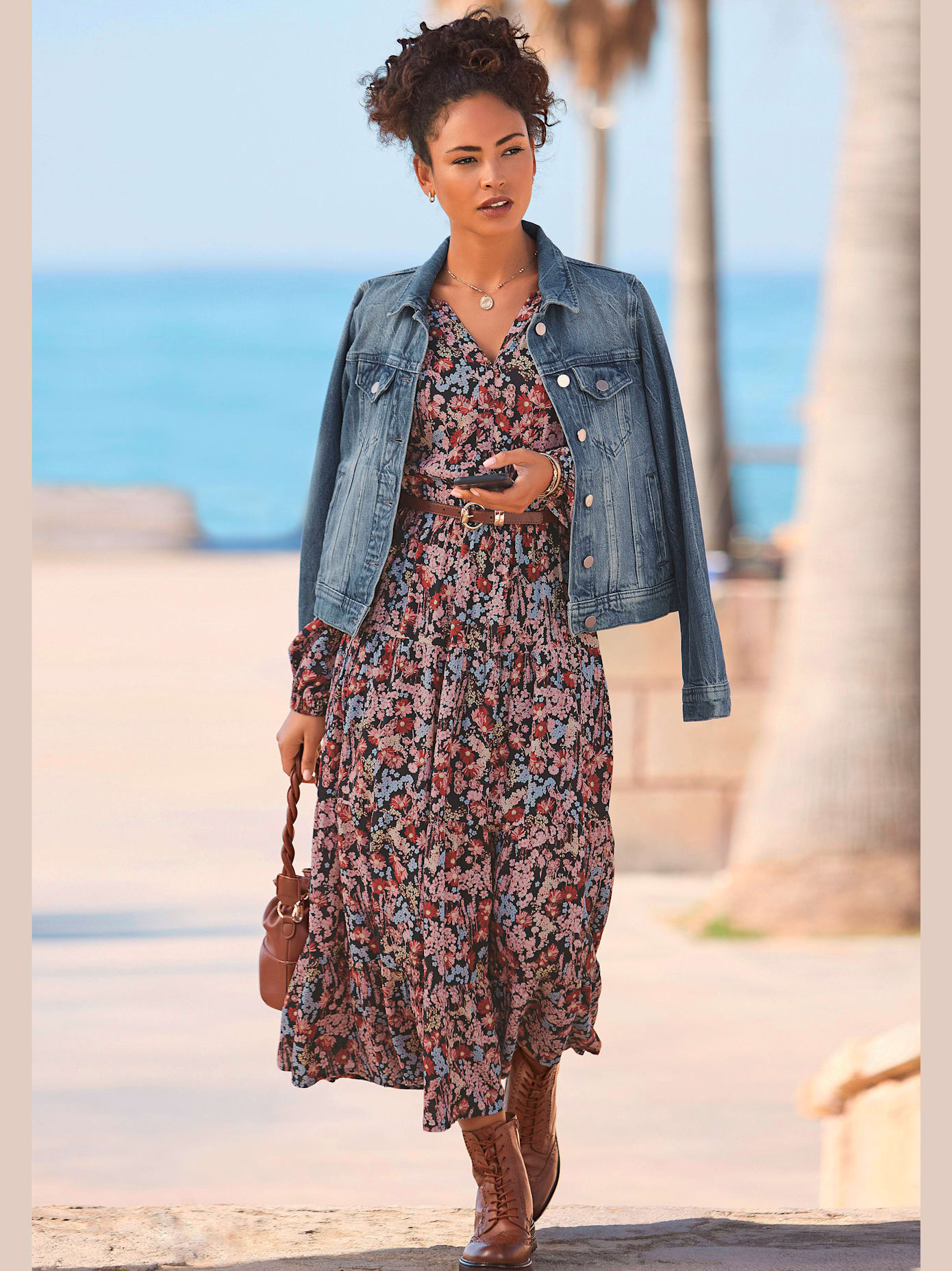 Robe longue encolure en v