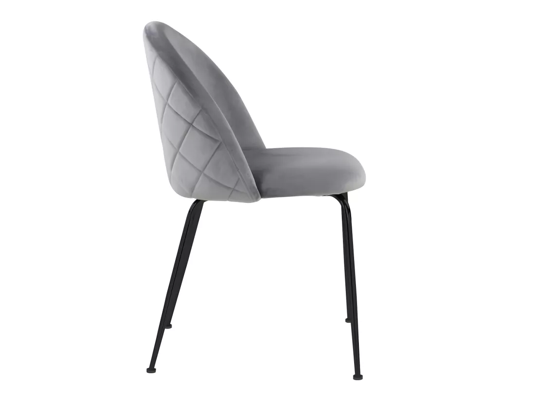 Lot de 6 chaises en velours et acier inoxydable noir - Gris - MELBOURNE
