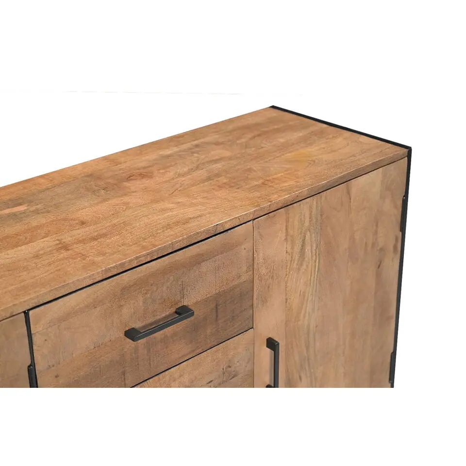 Dressoir Naturel Mangohout - Metaal - 180x40x80cm - Elin