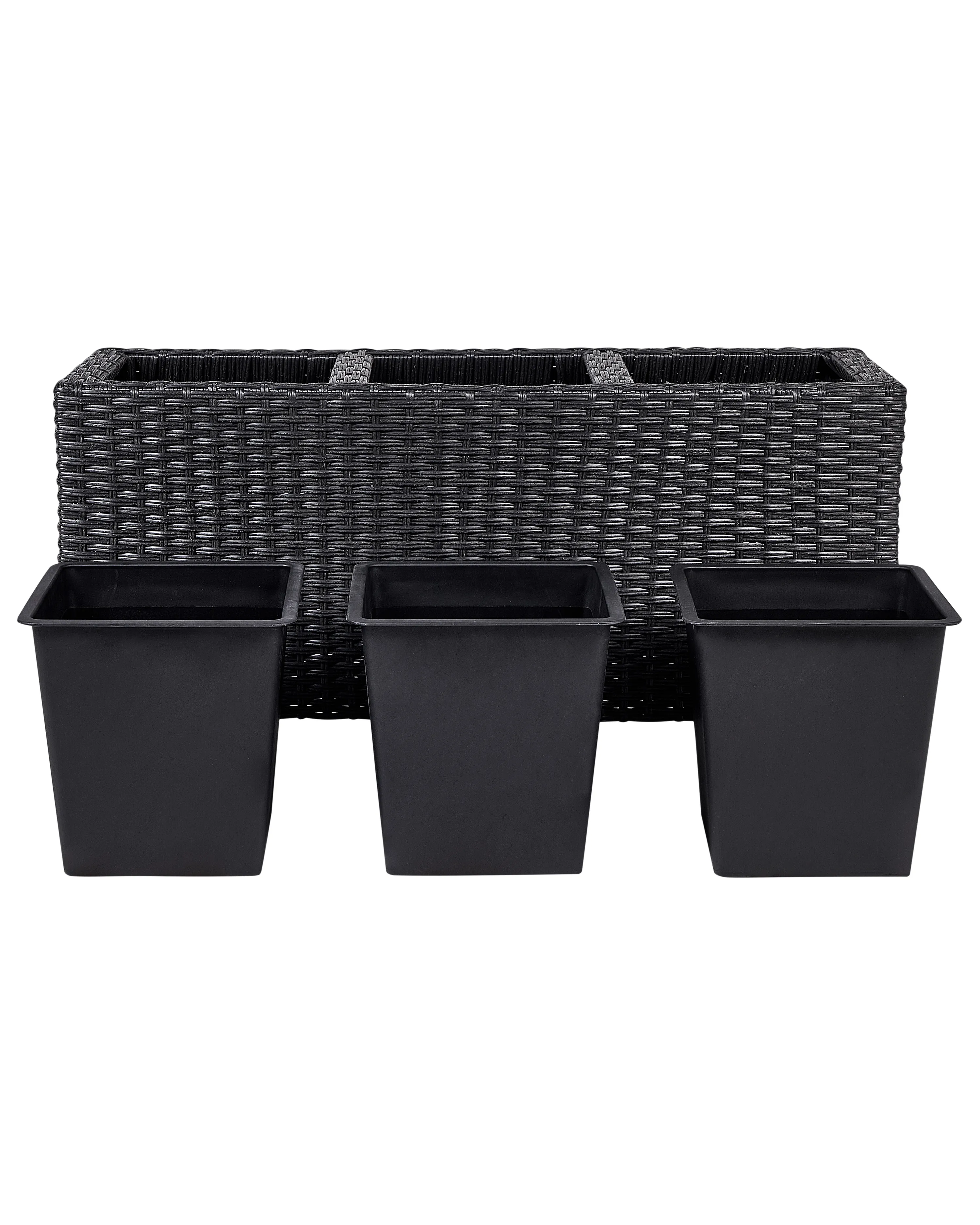 Bloempot BELLIS PE rotan 82 cm Zwart