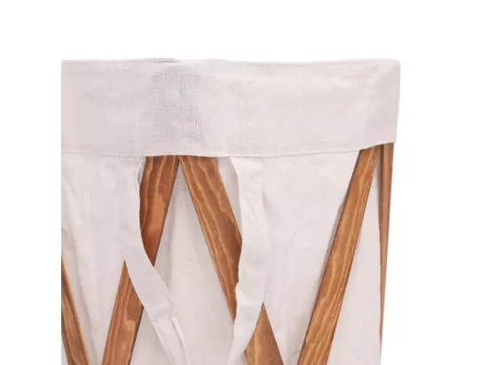 Panier à linge pliable Crème Bois et tissu