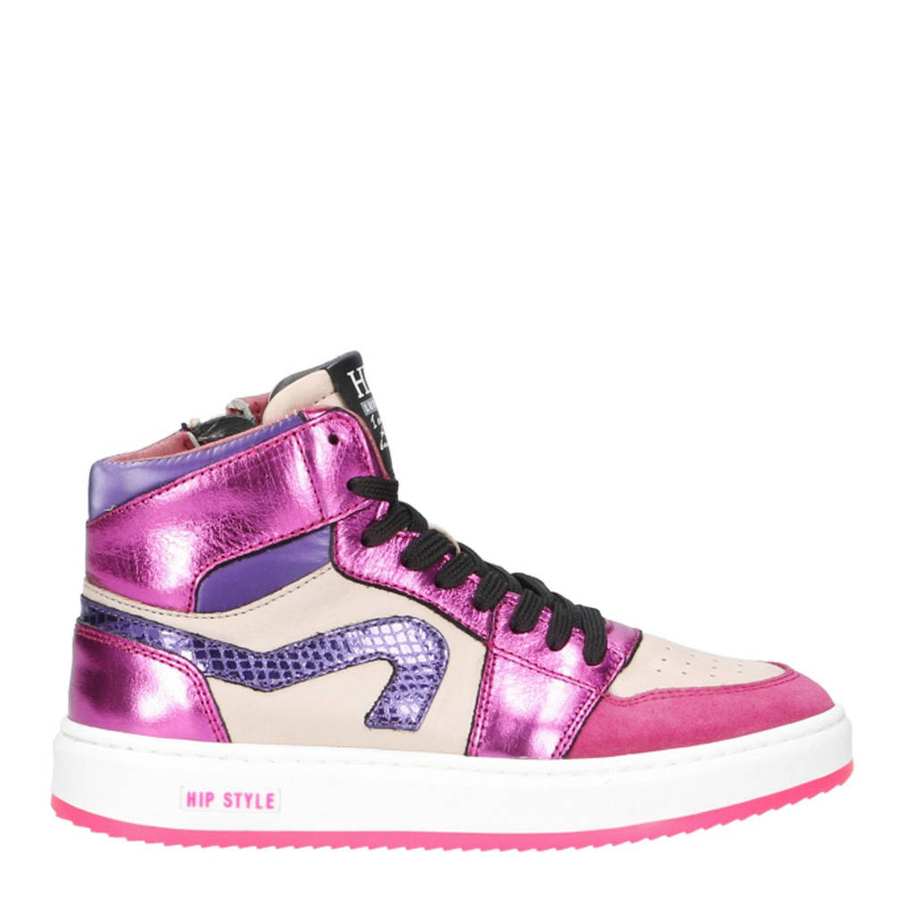 Hip leren sneakers roze