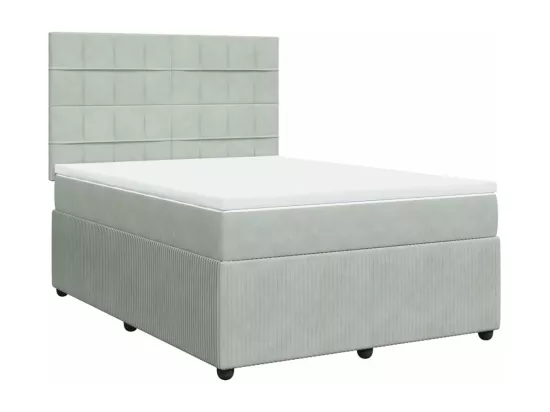 Sommier à lattes de lit et matelas Gris clair 160x200cm Velours