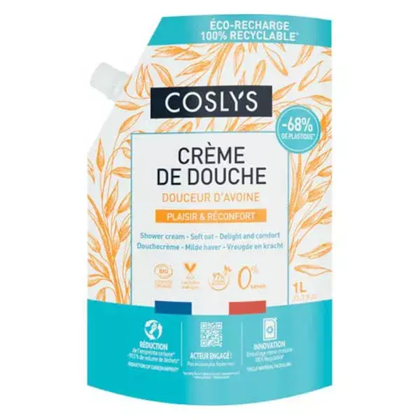 Creme de Banho Suavizante com Aveia Orgânica Coslys, Embalagem Doypack 1L