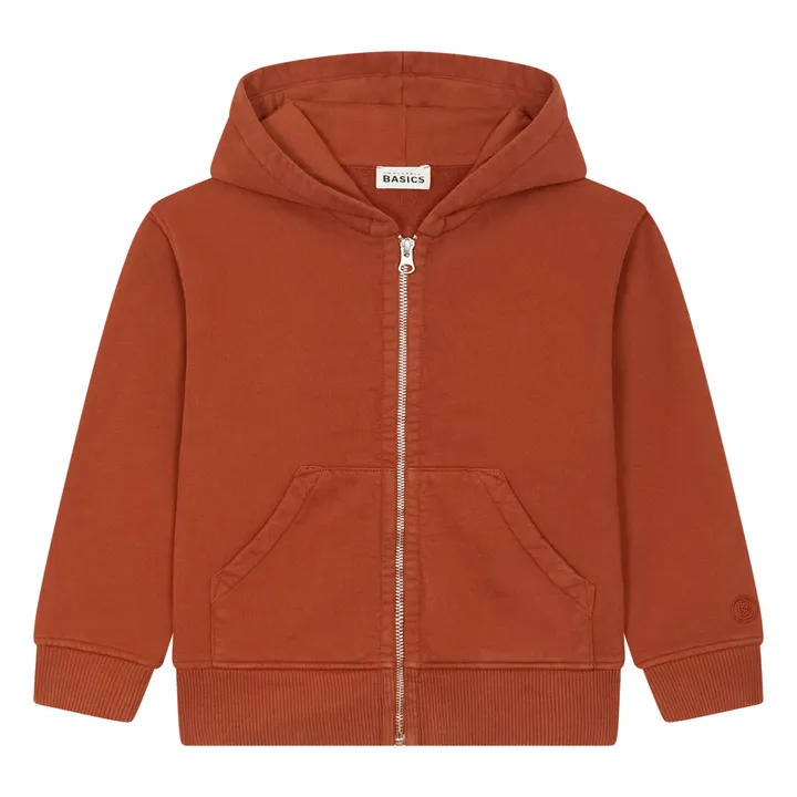 SMALLABLE BASICS Sweat A Capuche Zippé Garçon Coton Bio | Brun roux