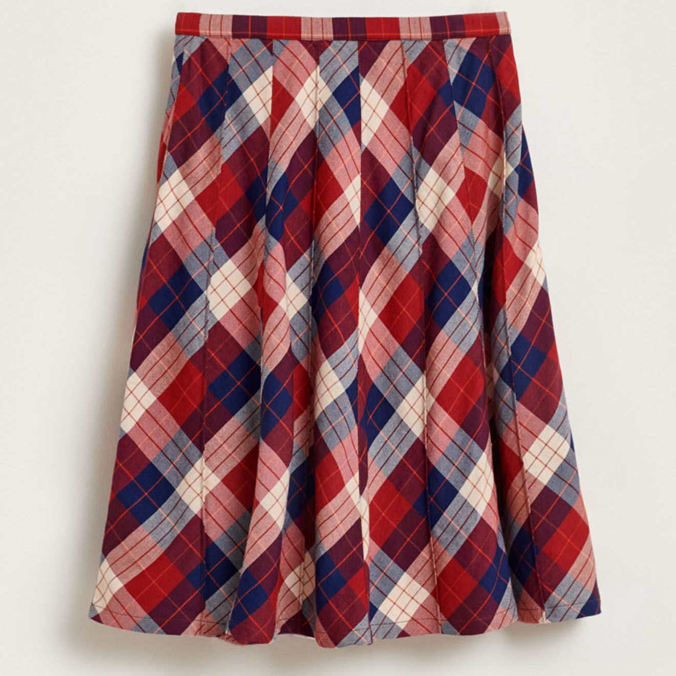 Bellerose Jupe midi Inès à carreaux rouge/bleu