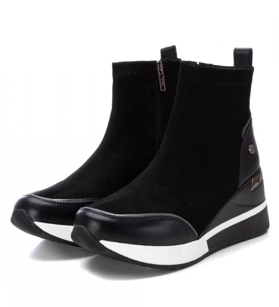 Botas de cano curto Xti Suede 141576 pretas - altura do salto: 6 cm