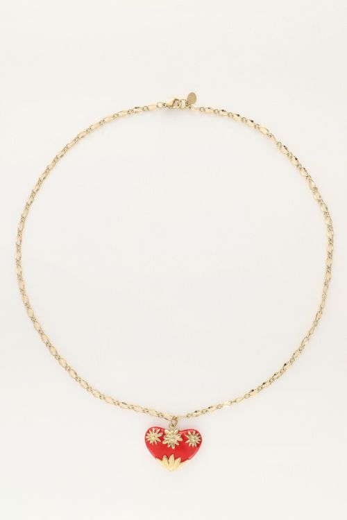 Art schakelketting met rood vintage hart