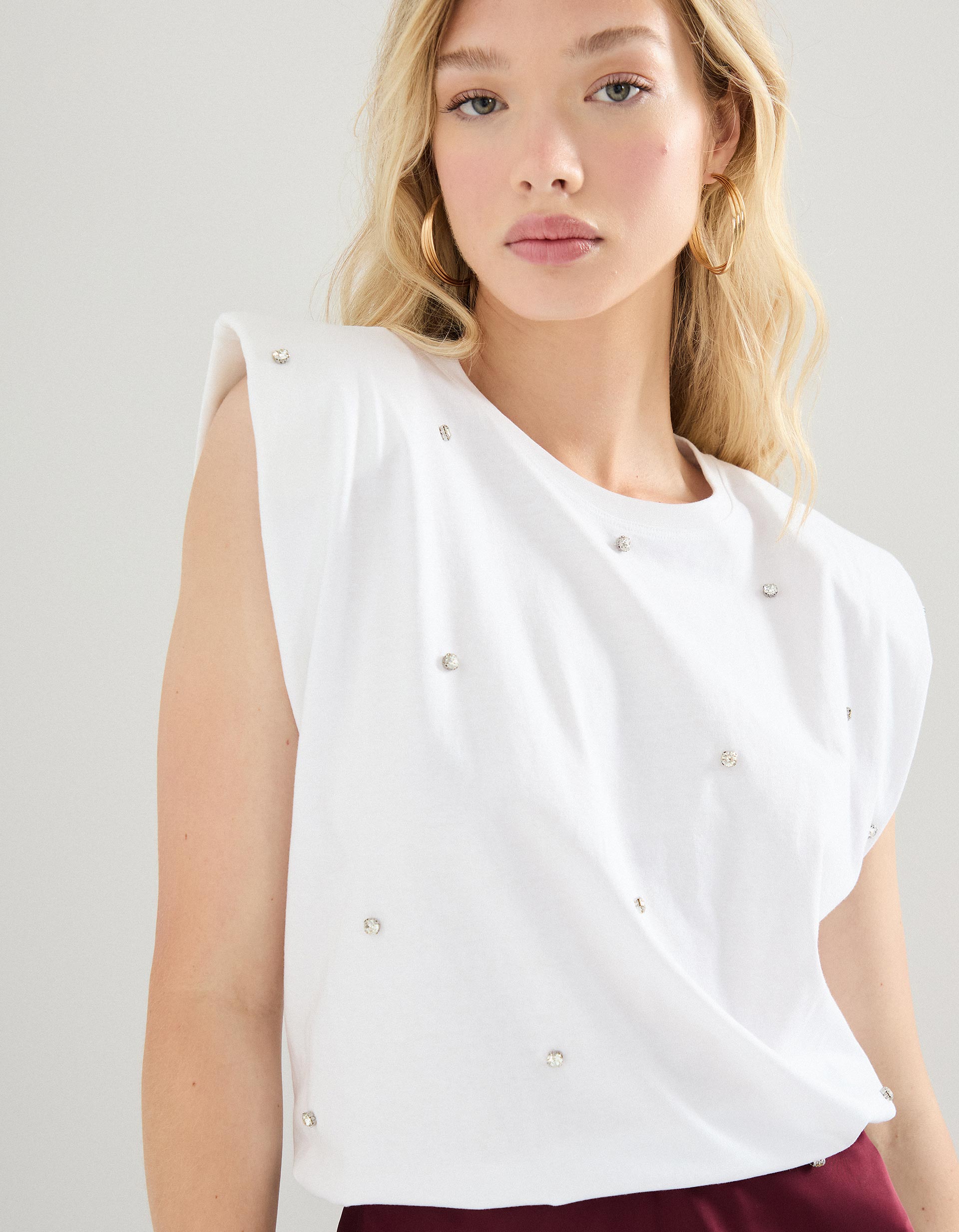 T-shirt sem Mangas, Mulher, Branco