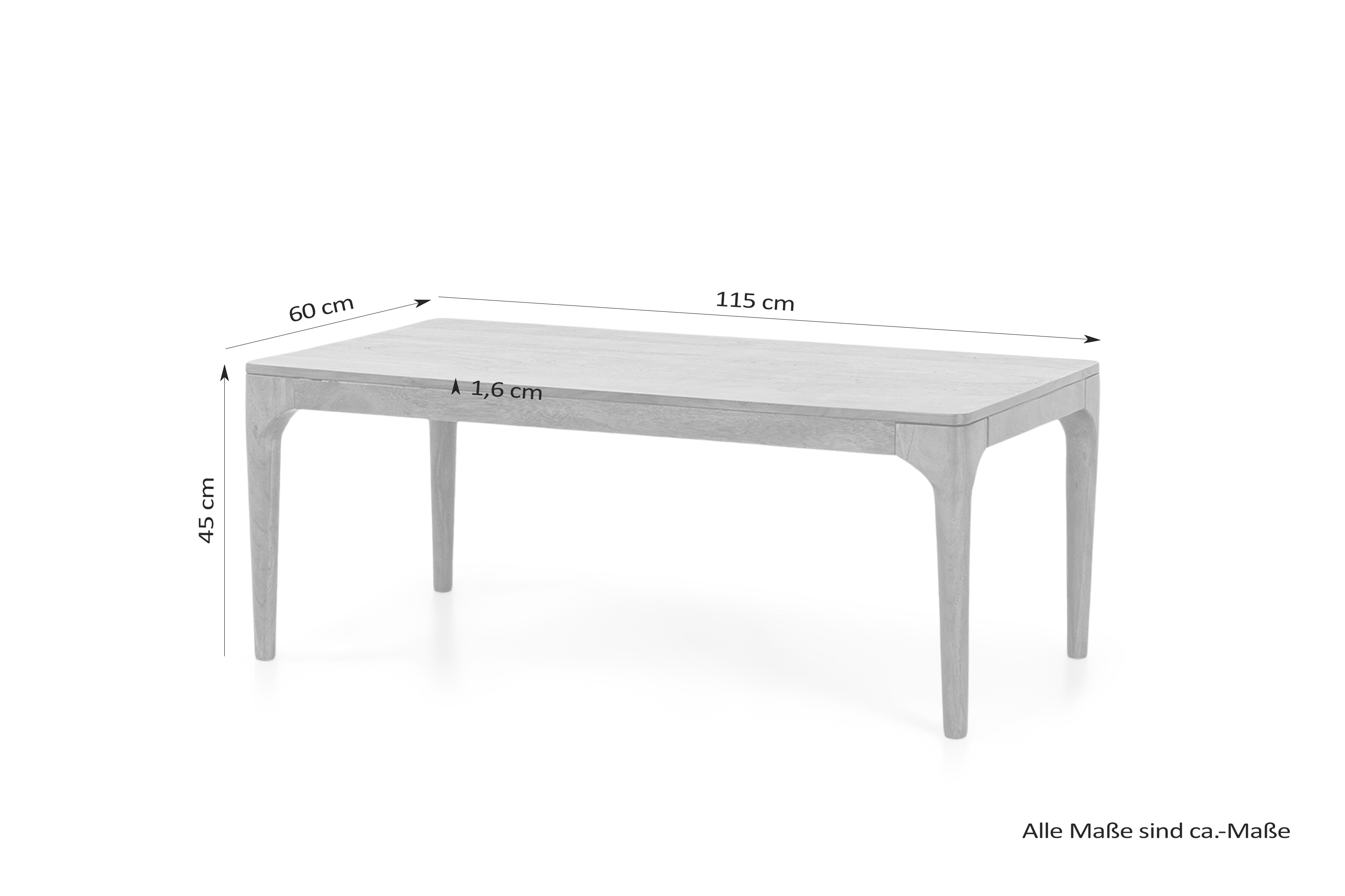 byLIVING Couchtisch BOSSE, Breite 115 cm, Akazie braun, abgerundete Kanten