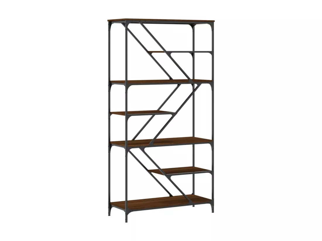 Bibliothèque chêne marron 91x36x176 cm bois ingénierie et acier