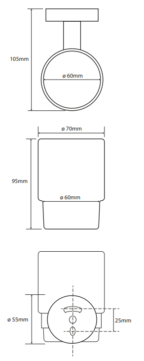 Sapho X-Round glashouder met glas chroom