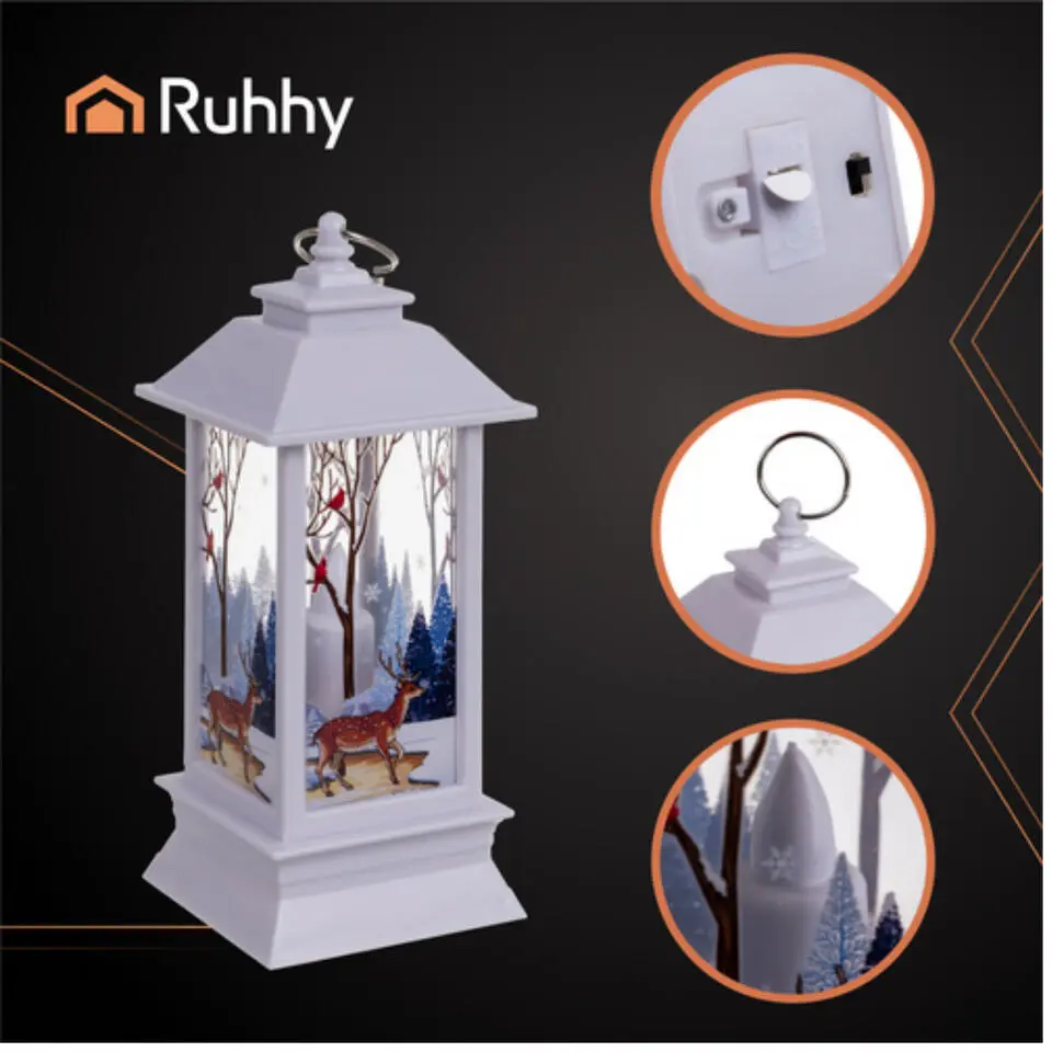 Ruhhy Kerstlantaarn - wit - 12 x 5 cm - kunststof - LED
