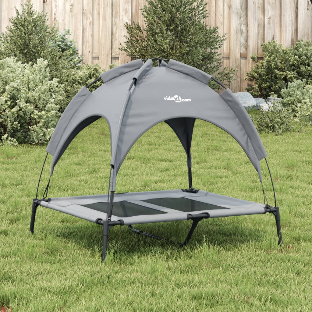 Cama para cães vidaXL com dossel, antracite, tecido Oxford e aço.