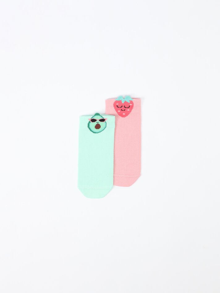Pacote com 2 pares de meias FrUñas - Cores Variadas