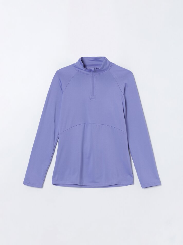 Camiseta esportiva com gola alta - Azul Médio