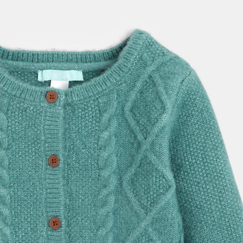 Gilet maille tricot torsadée vert bébé fille Vert