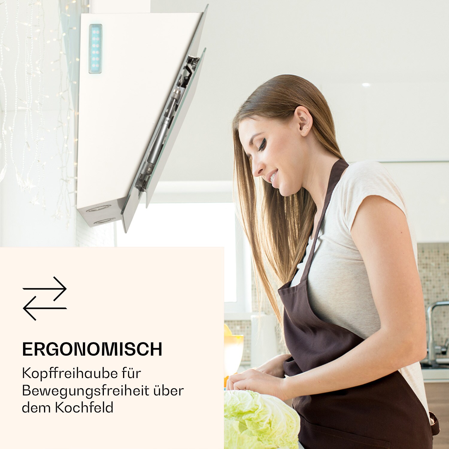 Aurora 60 Smart Dunstabzugshaube 550 m³/h 60cm kopffrei Ambiente-Licht EEC A++ Weiß