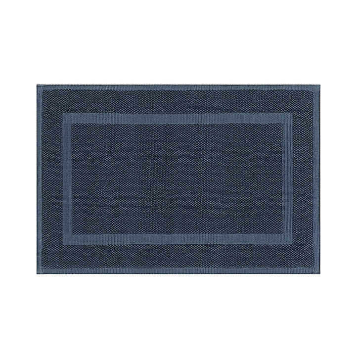 Tapis de bain rectangulaire GoodHome Cellna coloris bleu nuit en coton L.80 x l.50 cm