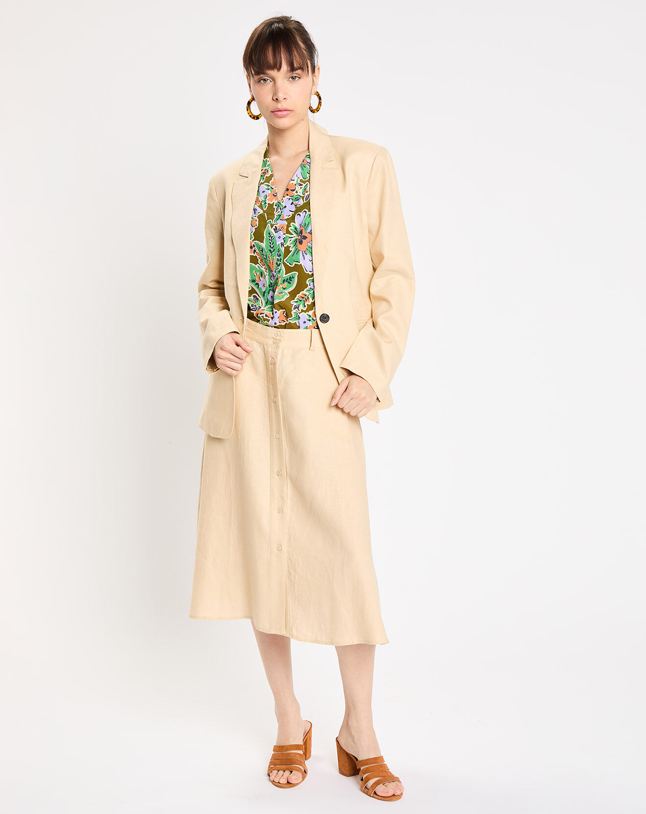 Jodhpur Veste 100% Lin Ruis beige