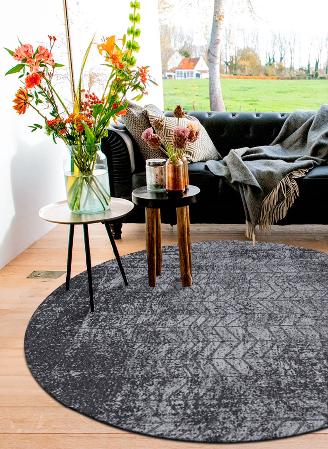 Ecorugs vloerkleed Jacob's Ladder zwart 80x250 cm