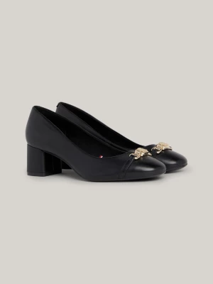Sapatos TH Monogram de Couro com Salto Bloco