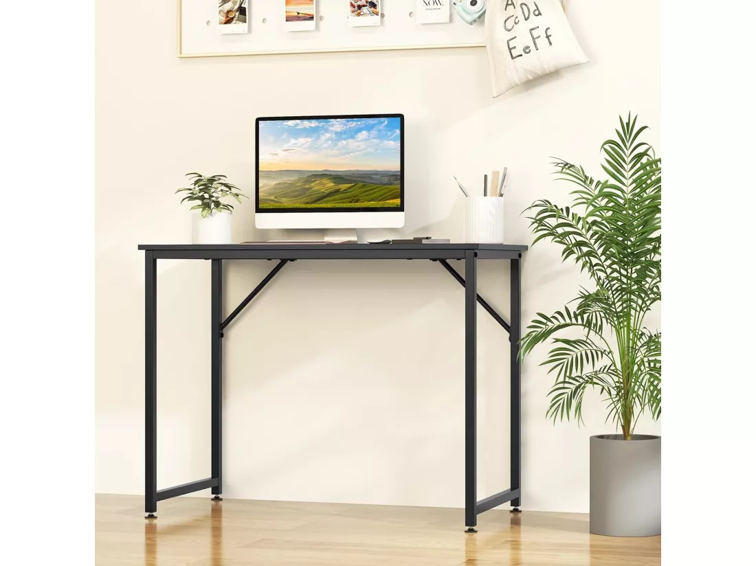 Bureau Informatique Droit - Structure en Métal -100 x 50 x 75 cm - Noir