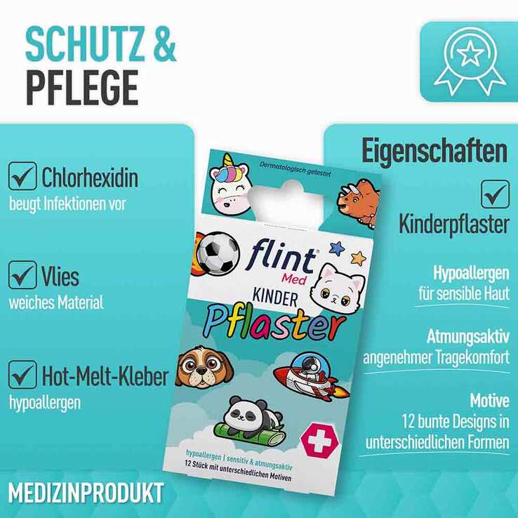 Flint Med Kinder Pflaster 13x22mm hypoallergen sens., 12 St