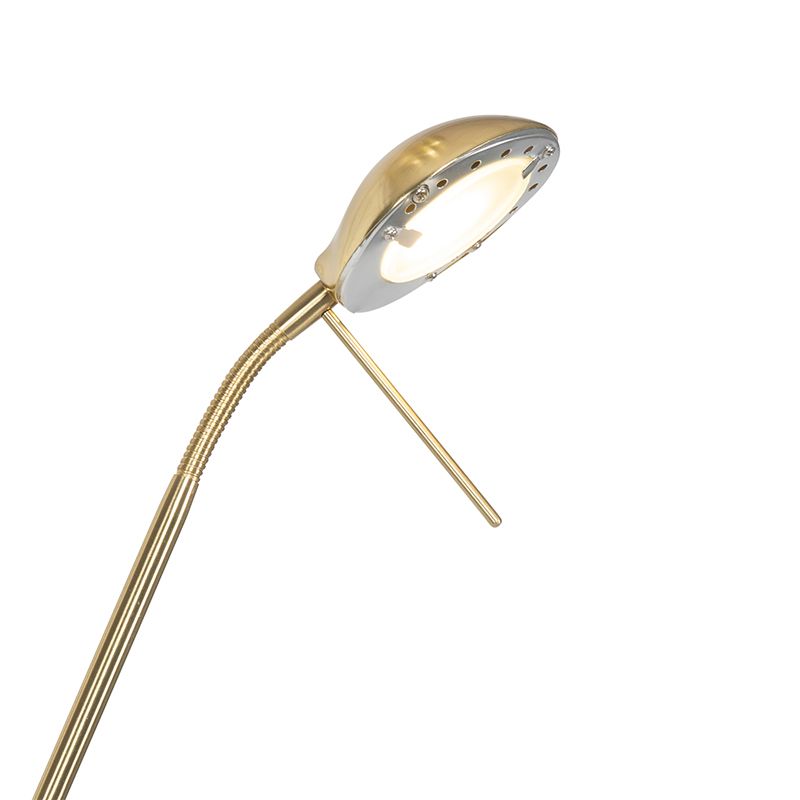 Moderne vloerlamp messing met leeslamp incl. LED dim to warm - Diva