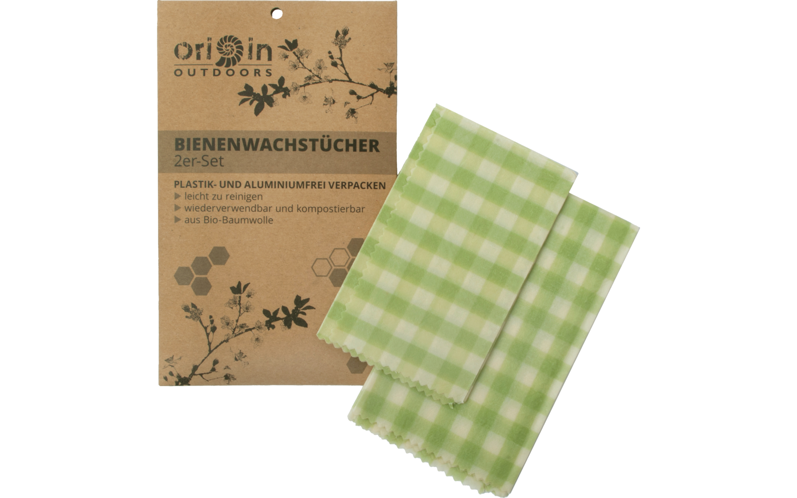 Origin Outdoors Bienenwachstücher 2er Set dunkelbau gepunktet