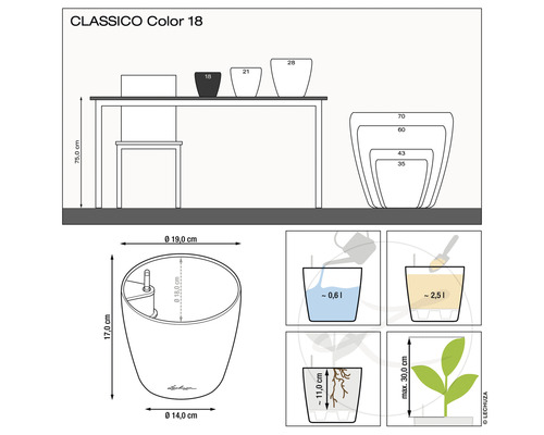 Lechuza Classico Color bloempot Ø 18 cm zandbruin