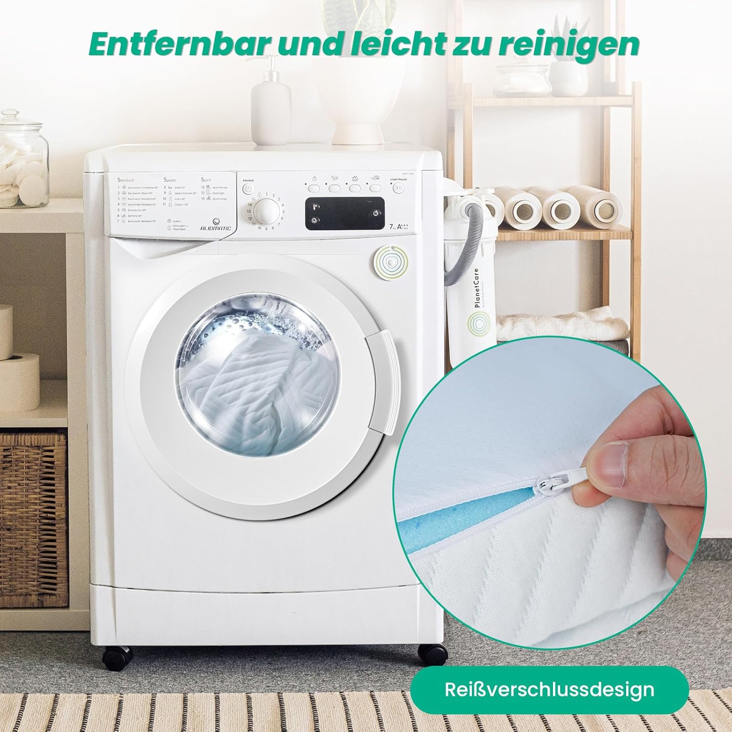 FRIDEKO Topper 180x200cm H2&H3, 9-Zonen Ergonomische Matratzentopper, 5cm Höhe Gel Topper 180x200cm mit Waschbaren Bezug Oeko-TEX Zertifiziert