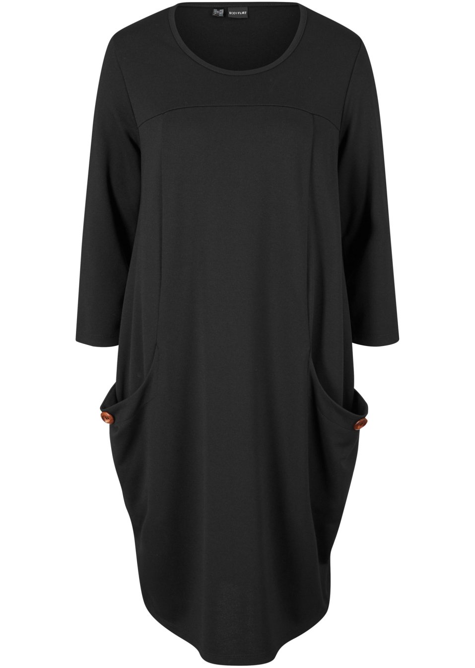 Robe ballon longueur genou en Punto di Roma avec poches, manches 3/4
