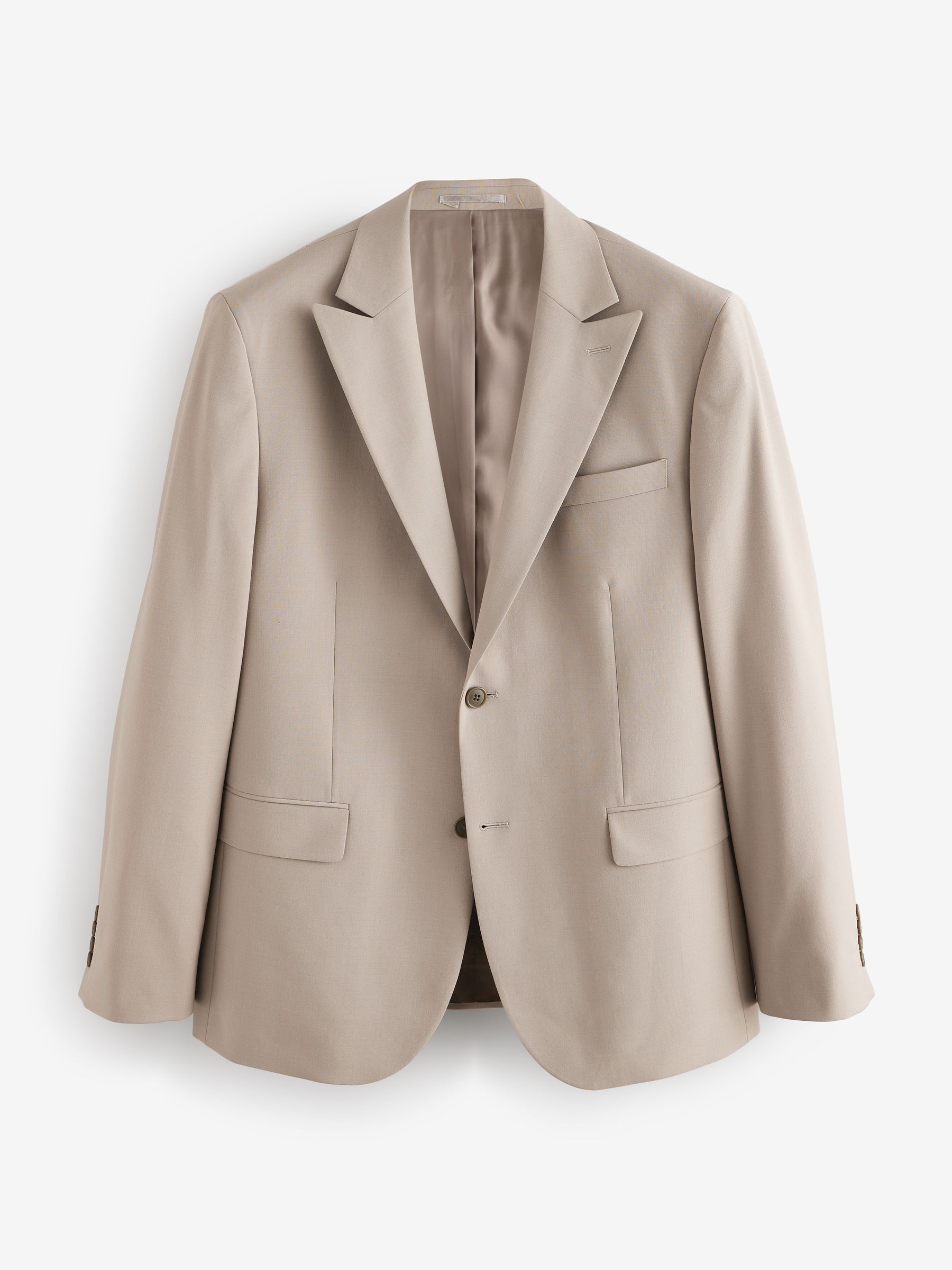 Pastelgeel - Slim fit Jack van wol Blend Motionflex Pak