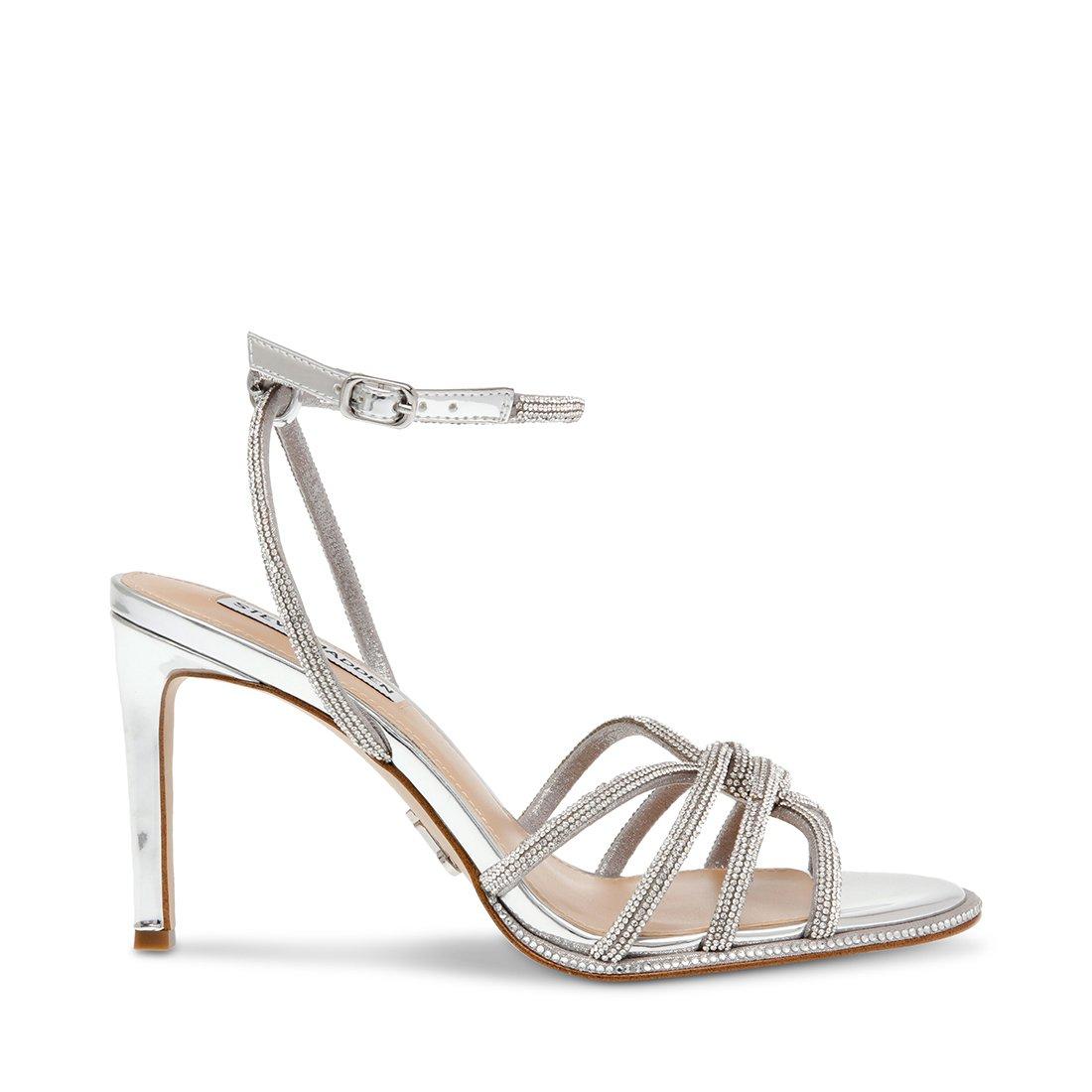 Steve Madden Kailyn R Rhinestone Embellished Faux Leather Heeled Sandals